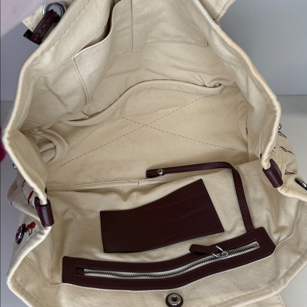Marc by Marc Jacobs Embroidered Fruit Canvas Tote in Off White Cherry Print - Picture 10 of 12